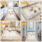 Alfombra de Terciopelo 850g/m² Lavable con Diseño Floral Retro, Colores Vibrantes y , y , Antideslizante, Adecuada para Sala, Dormitorio u , Decoración con de Lujo
