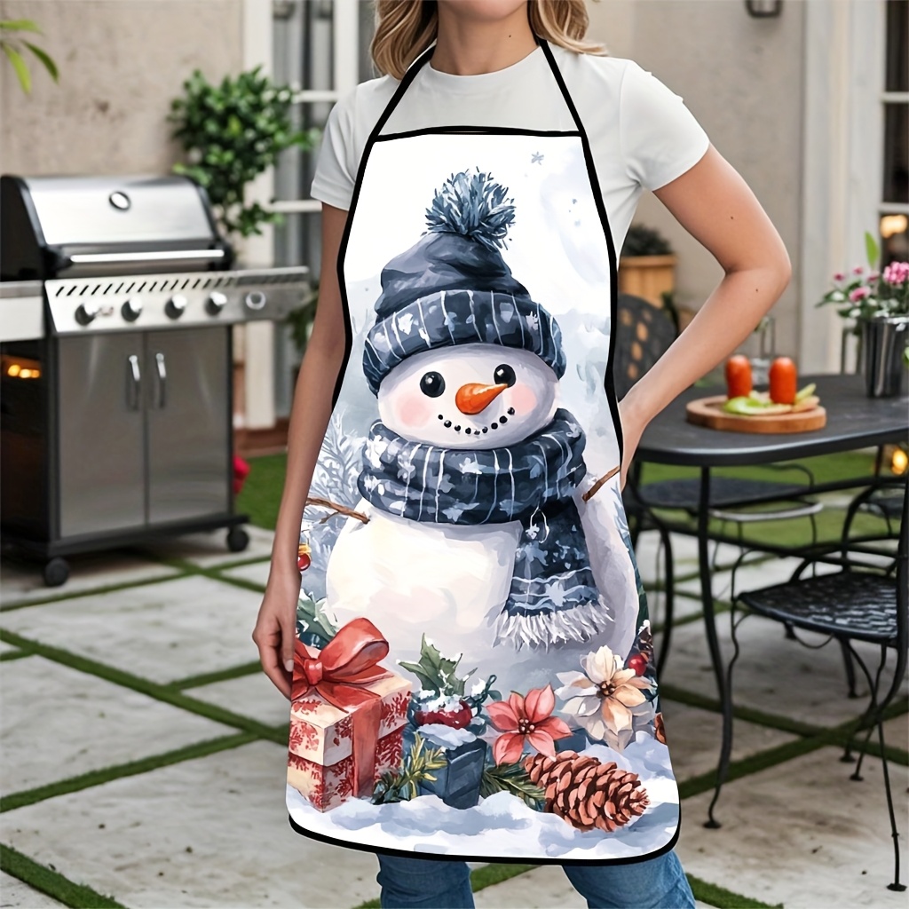 TEMU A Christmas Apron Featuring Snowman Designs Is Ideal For Different Cooking And Cleaning Tasks , Serves As A Wonderful Decorative Item For The