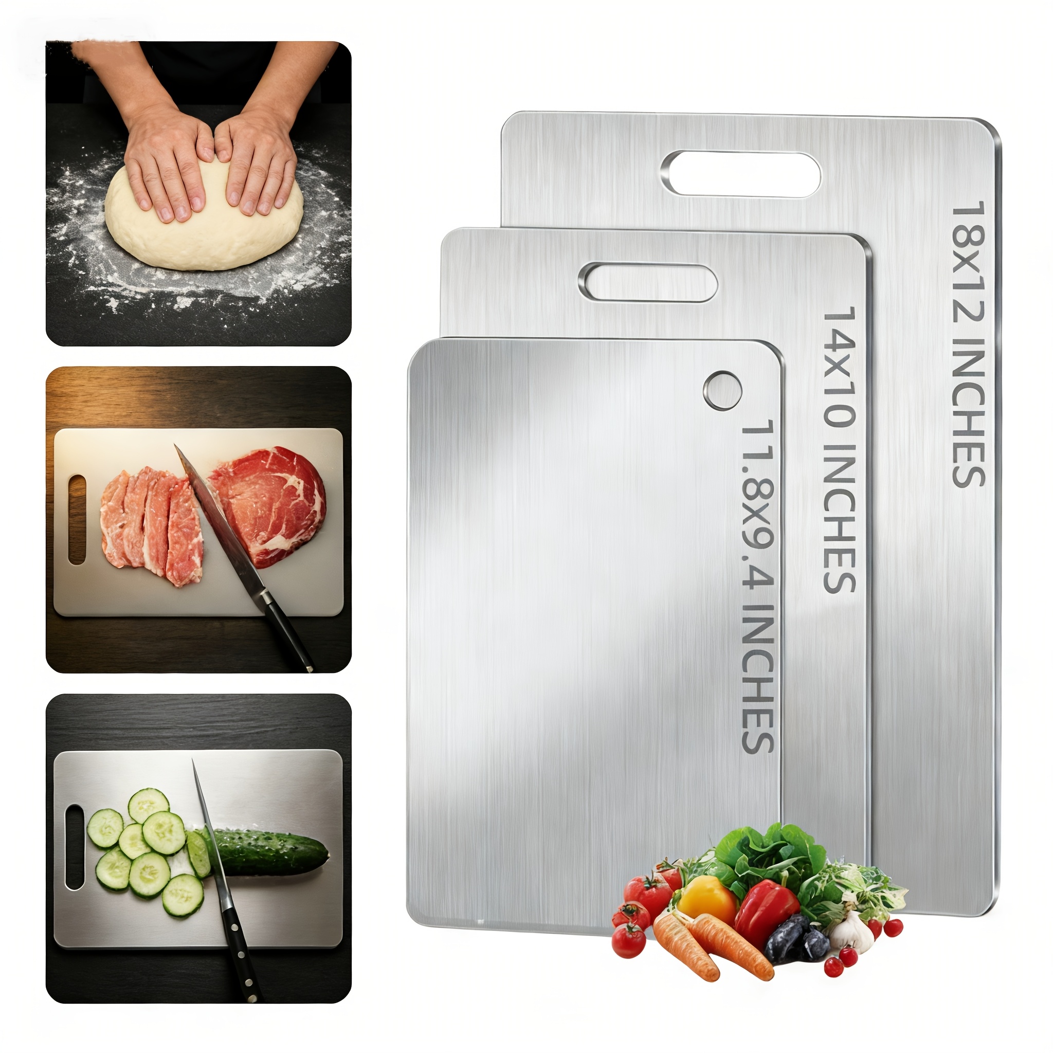 TEMU 3pcs Kitchen Titanium Cutting Board, 2025 New Upgraded Pure Titanium Kitchen (3pcs), Large/medium/small Cutting Boards, Durable Double-sided