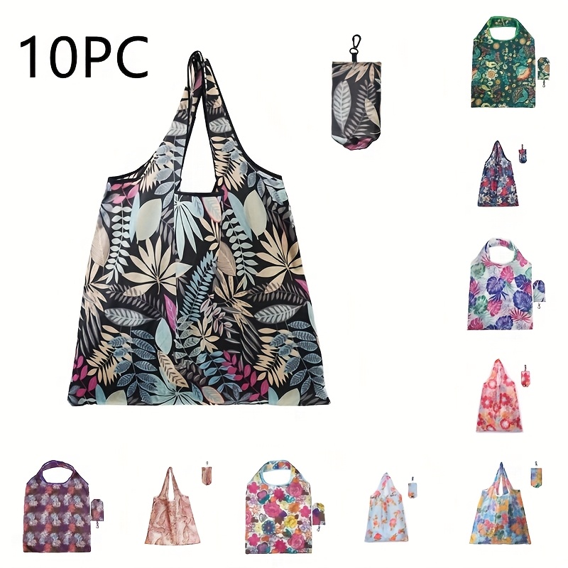TEMU 10 Reusable Shopping Bags, Foldable Bags, Suitable For Shopping, Office Use, Travel, Organizing, And Storage