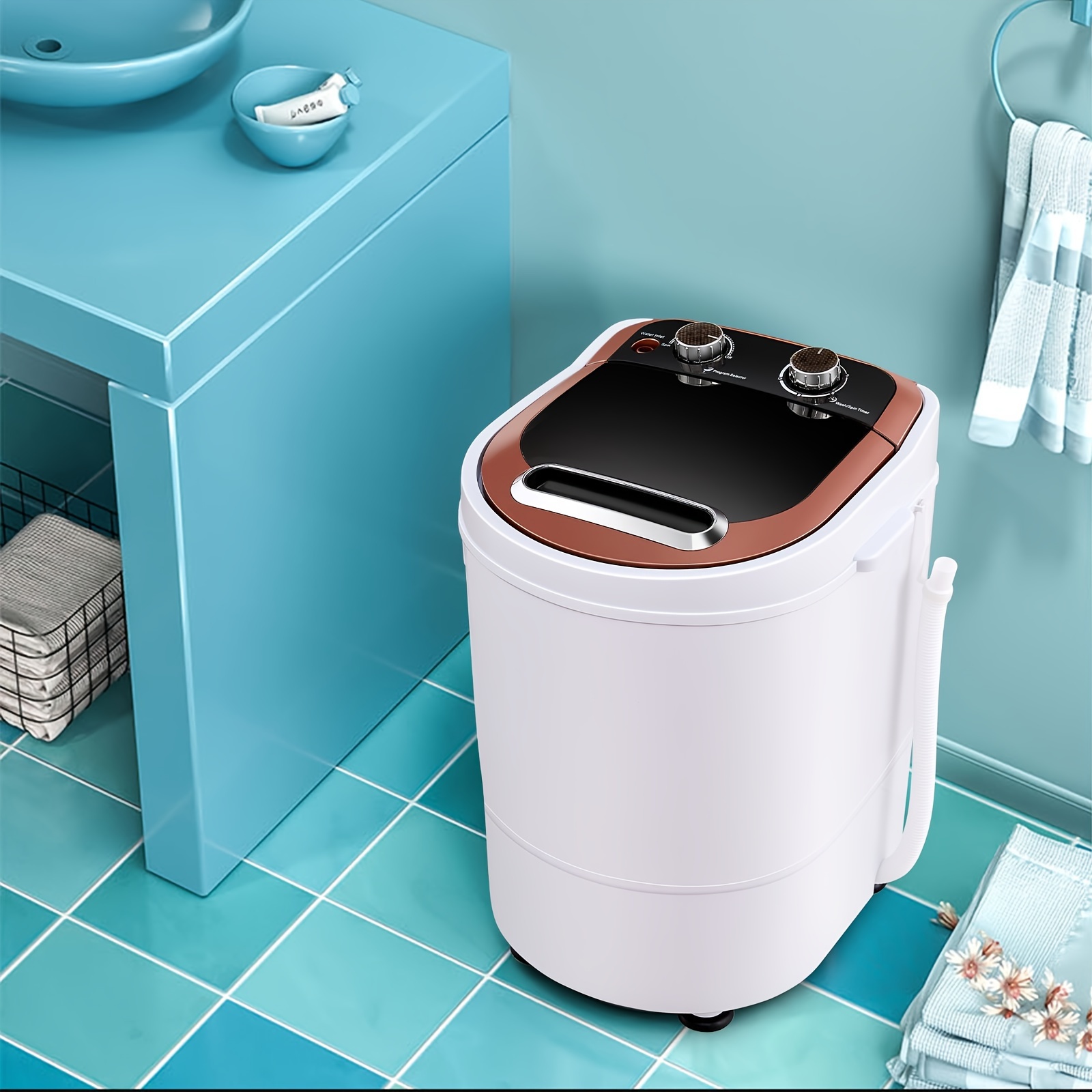 10lbs Mini Compact Washing Machine Spin-Dry Laundry Washer High