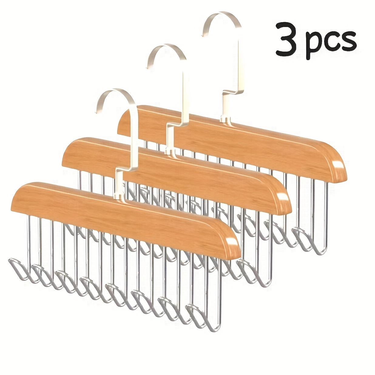TEMU Set Of 3 Wardrobe Hangers For Bras And Vests, Featuring 8 Hooks That Can Hold Up To 24 Bras. Wooden Space-saving Hangers Degrees, Ideal For