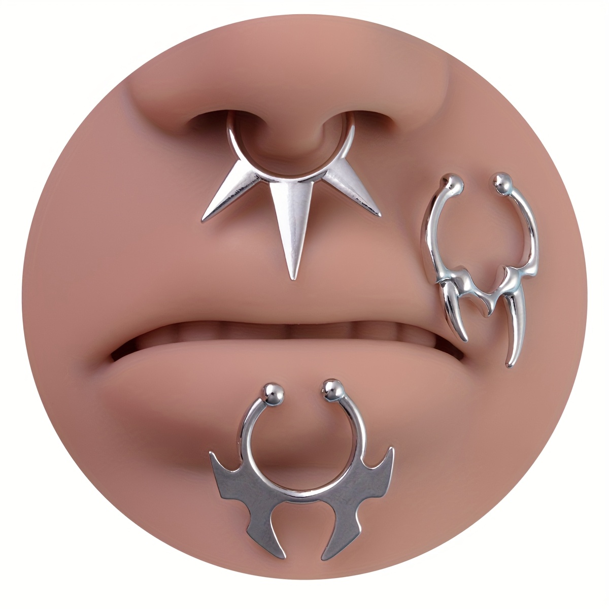Unisex 2/3pcs Stainless Steel Horseshoe Nose Ring Set