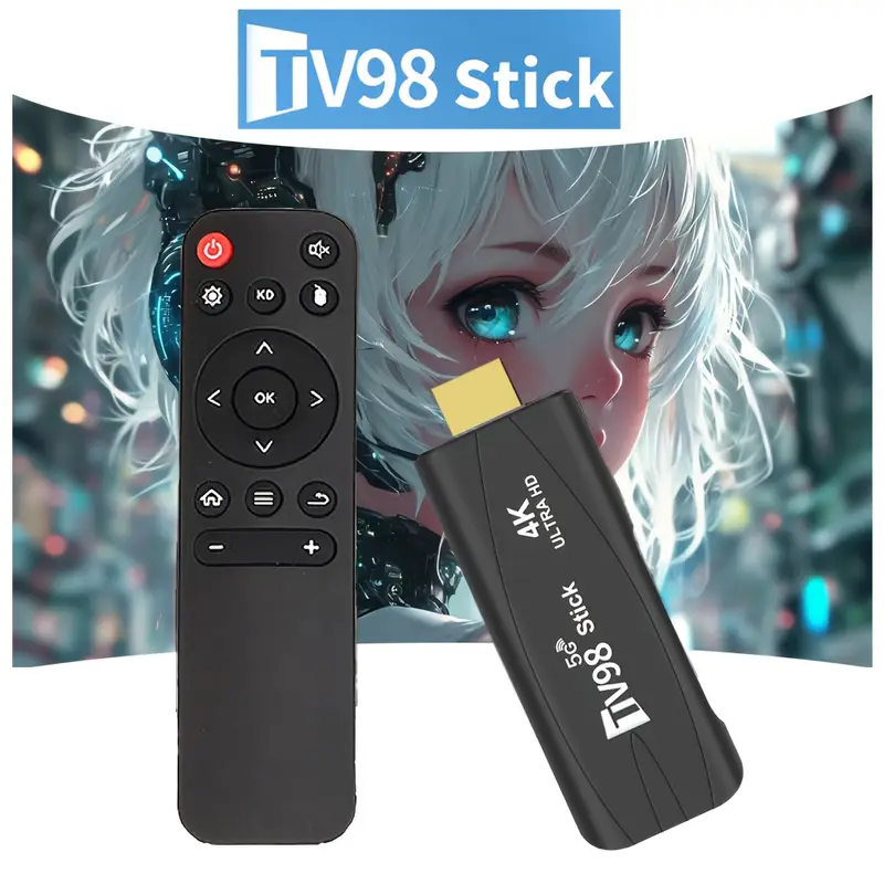 mini tv stick, tv98 stick, smart, 3228a, 12.1, tv stick, usb 2.0, 2.4g/5g dual wifi 6, wireless 5.0, 5v/2a, 2gb +16gb, box, - streaming device, voice remote tv box detalhes 0