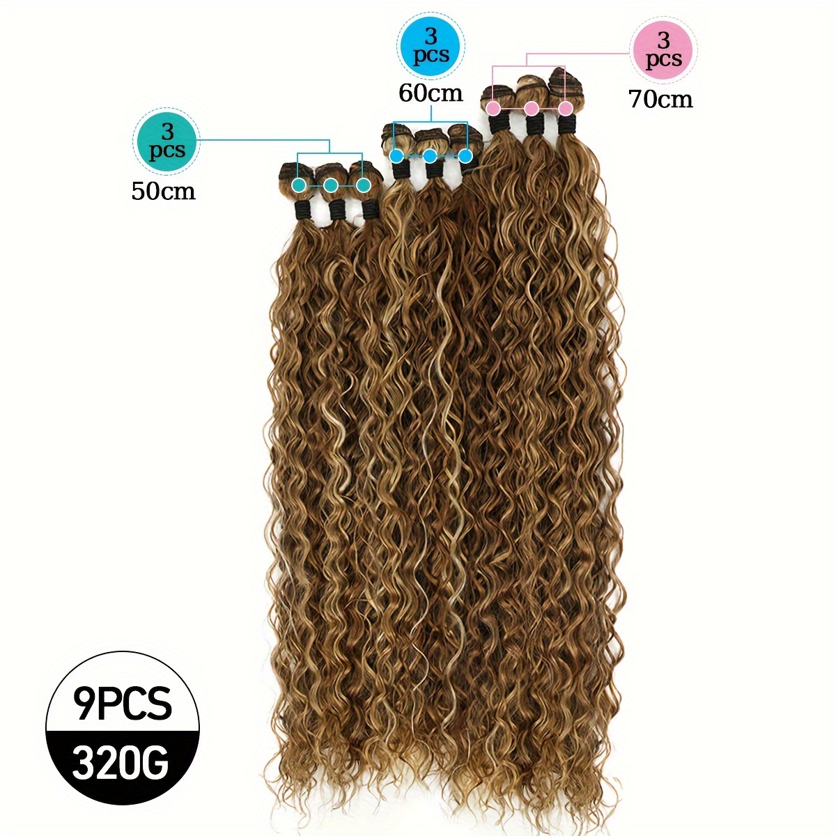 Image of Soft Protein Fiber Hair Weft 9pcs Set, 320g. 1 Set Can Create A Of High-end Imported Soft Fiber Series Hair Weft