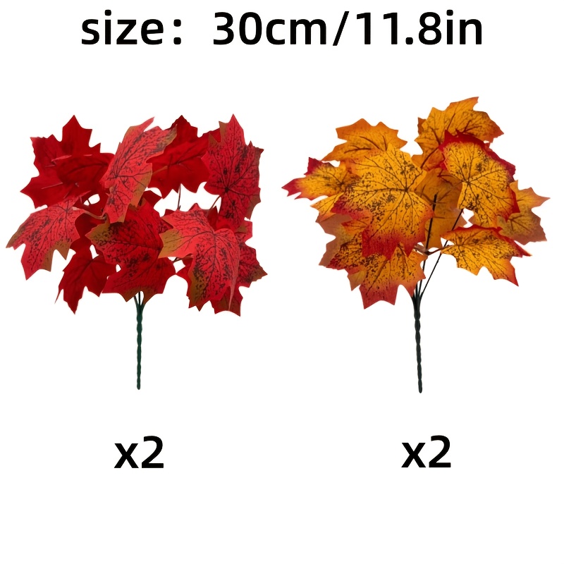 TEMU 4 Bundles Of Artificial Maple Leaf Decorations, Uv-resistant, Fade-resistant, Suitable For Indoor/outdoor Use, Low-maintenance Home Decor,