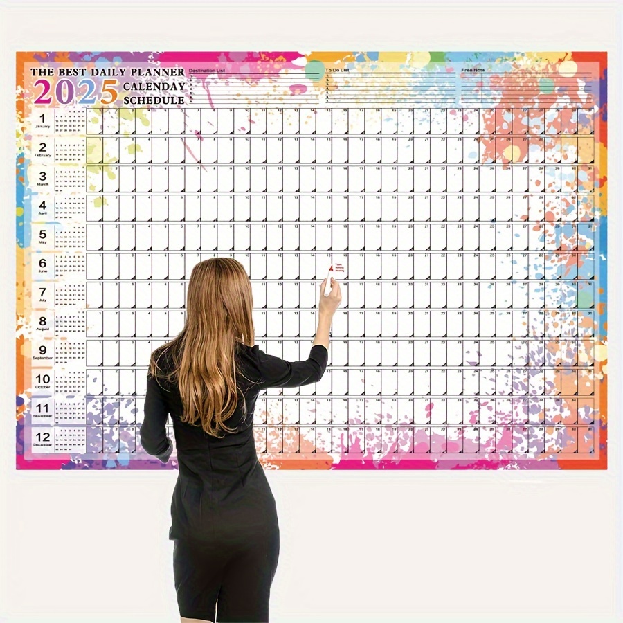 

1pc 2025 English Version Large Wall Calendar, Calendar, 29.2*20.67in, 12 Months - Poster Schedule, Suitable For Office, Classroom, Home