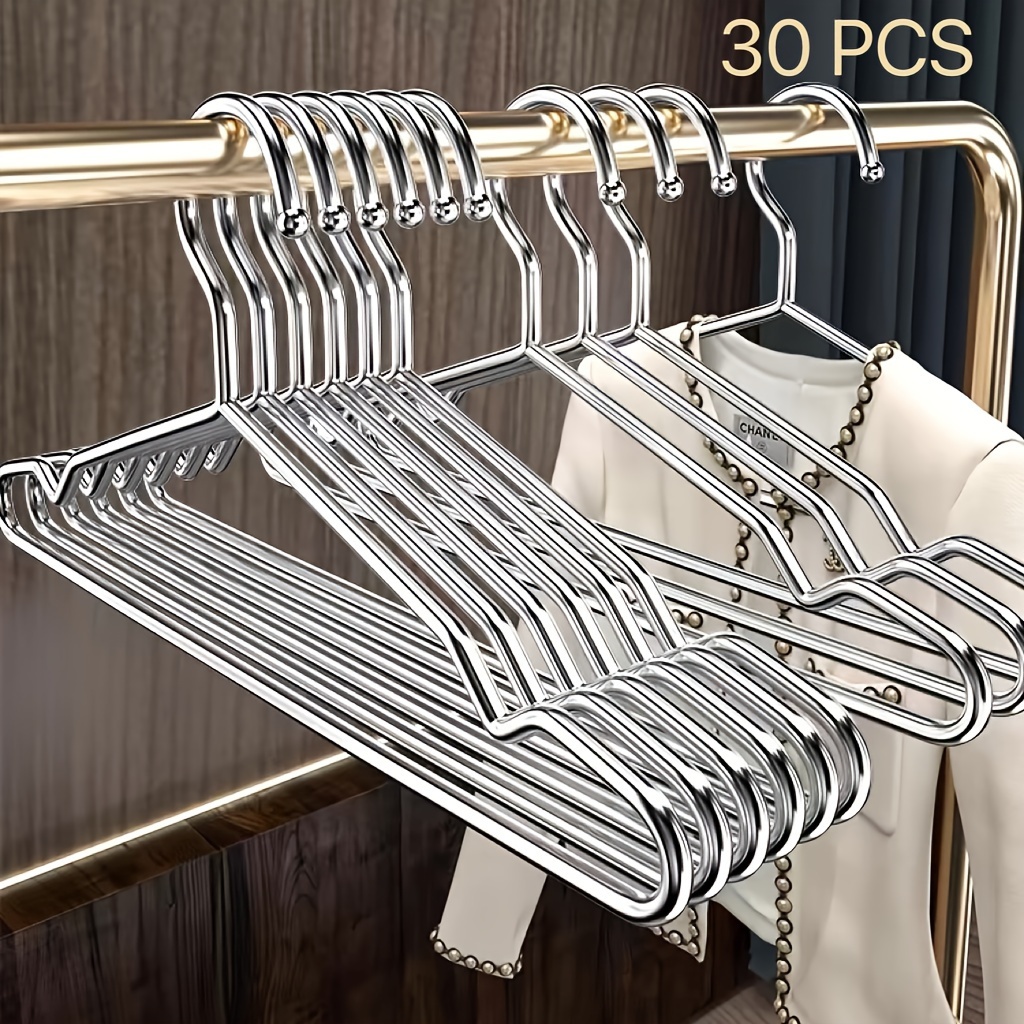 

30-pack Stainless Steel Clothes Hangers - Non-slip, Rust-resistant, Break-resistant Set For Closet Organization - Suitable For Home, Dorm, Camping, Indoor & Outdoor Use