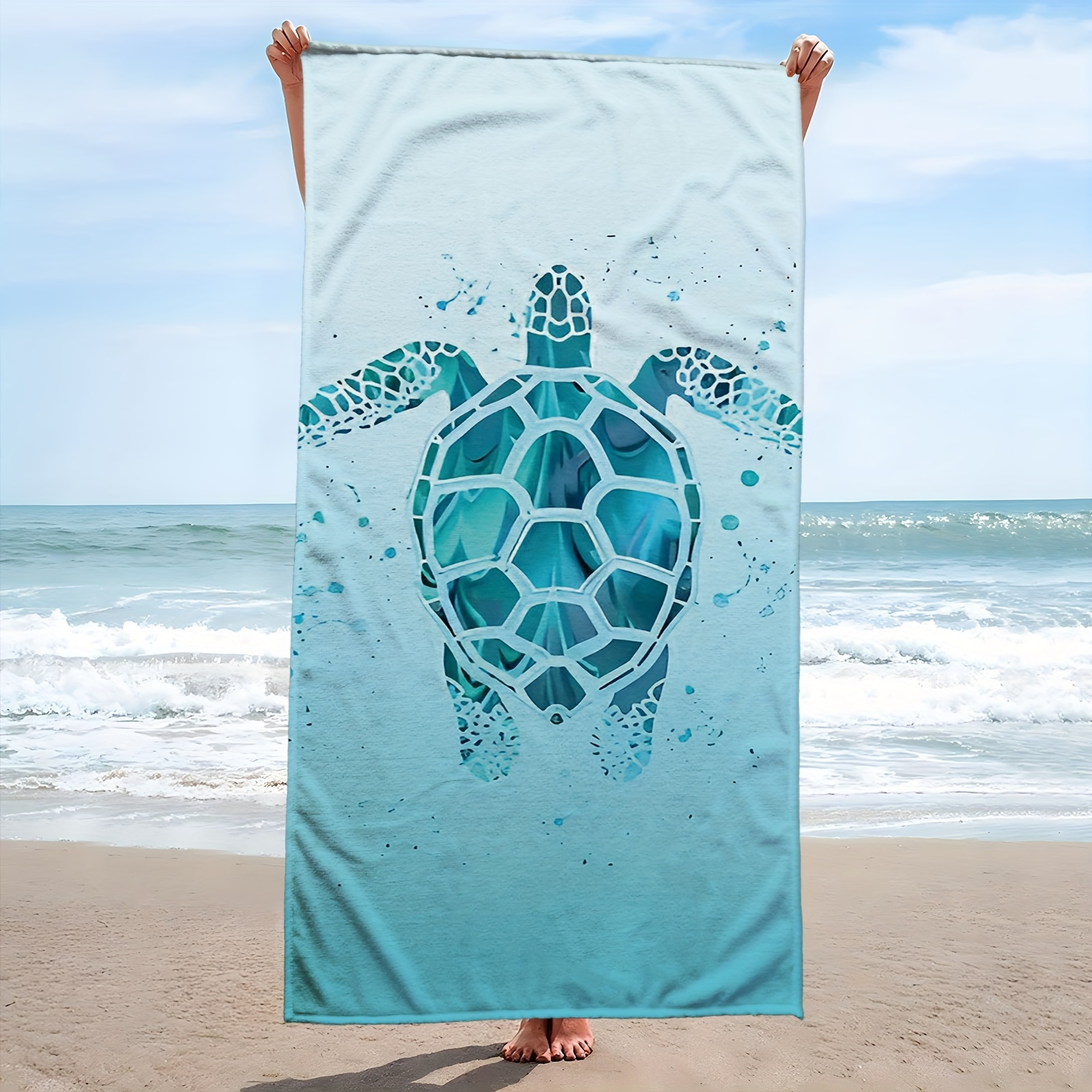 Extra Large Microfiber Beach Towel - Super Absorbent Sea Turtle Print Coastal Design For Travel, Pool, Yoga & Camping | Bath & Beach Mat, Quickdrying Fabric