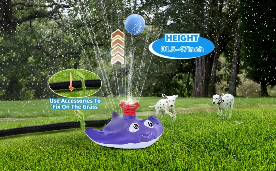 4-in-1 Water Sprinkler Baseball & Rocket Launcher For Kids, Outdoor Summer Water Toys With 3 Jets, 360° Rotating Sprinkler, 3 Rockets, Outside Backyard Lawn Pool Party Games For Boys Girls