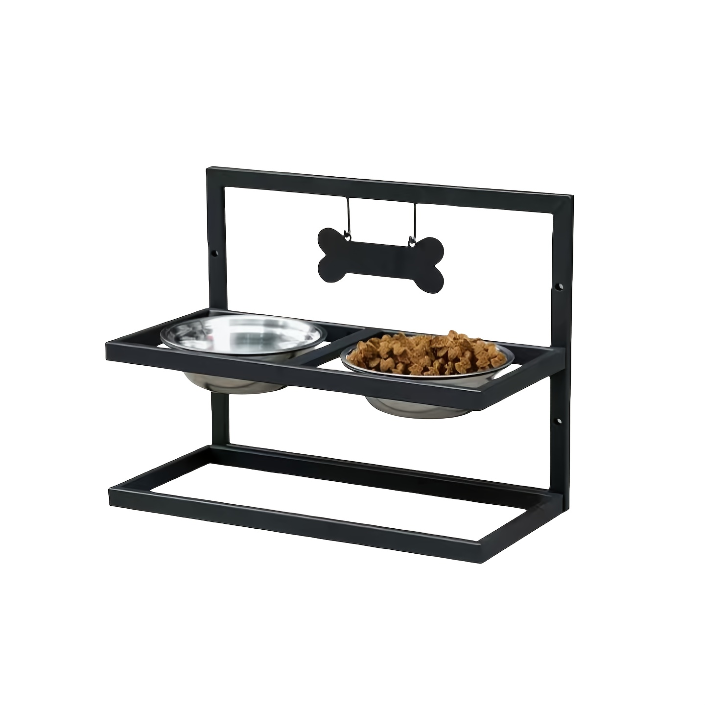 TEMU Adjustable Elevated Dog Bowl, Raised Dog Bowl Rack For Large And Medium-sized Dogs, Metal Dog Bowl With 2 Stainless Food Bowls And Bowl Rack,