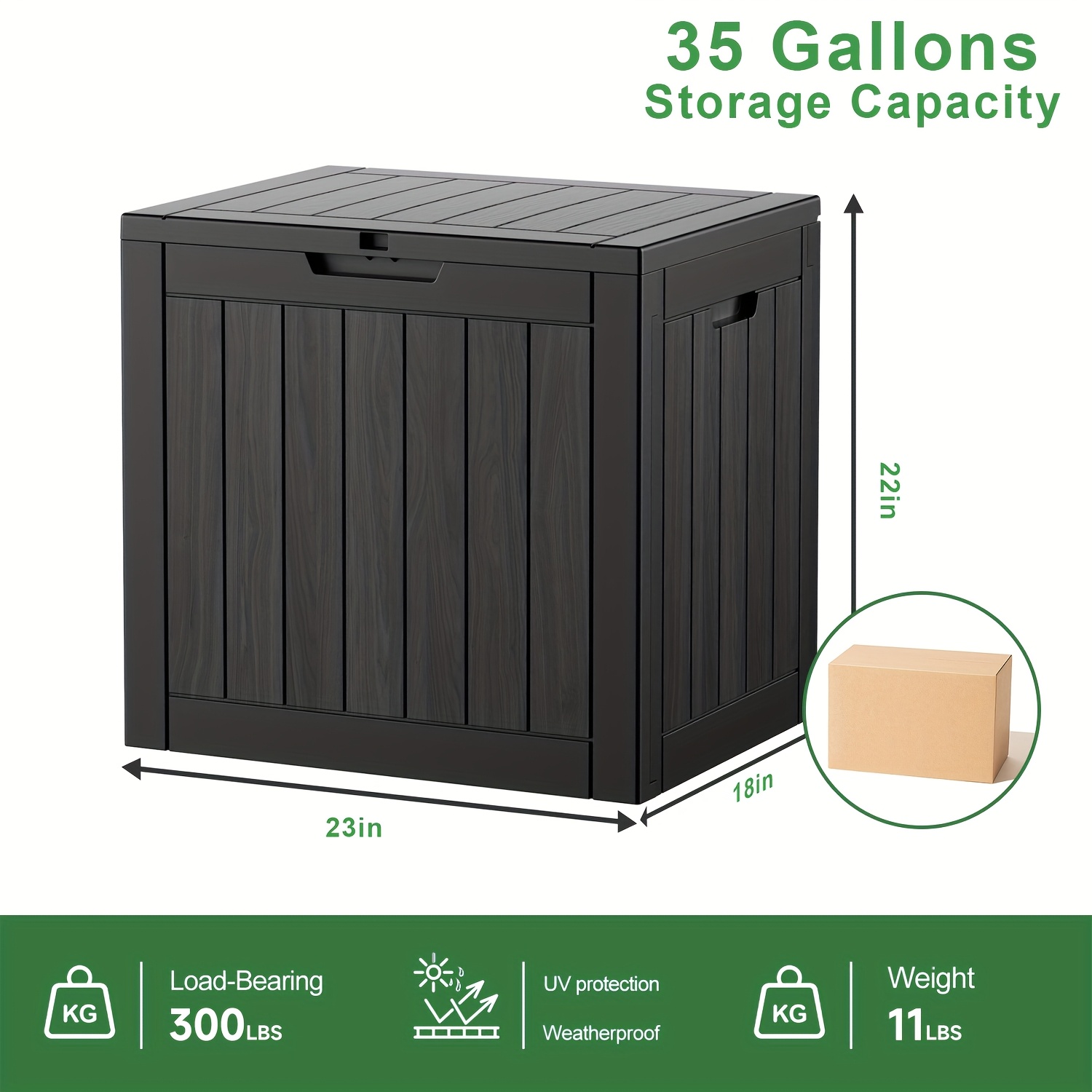35gallon large outdoor storage deck box uv water resistant weatherproof resin organizer with lockable lid for furniture garden tools and toy storage   space for indoor outdoor use   gift for hallowee christmas thanksgiving