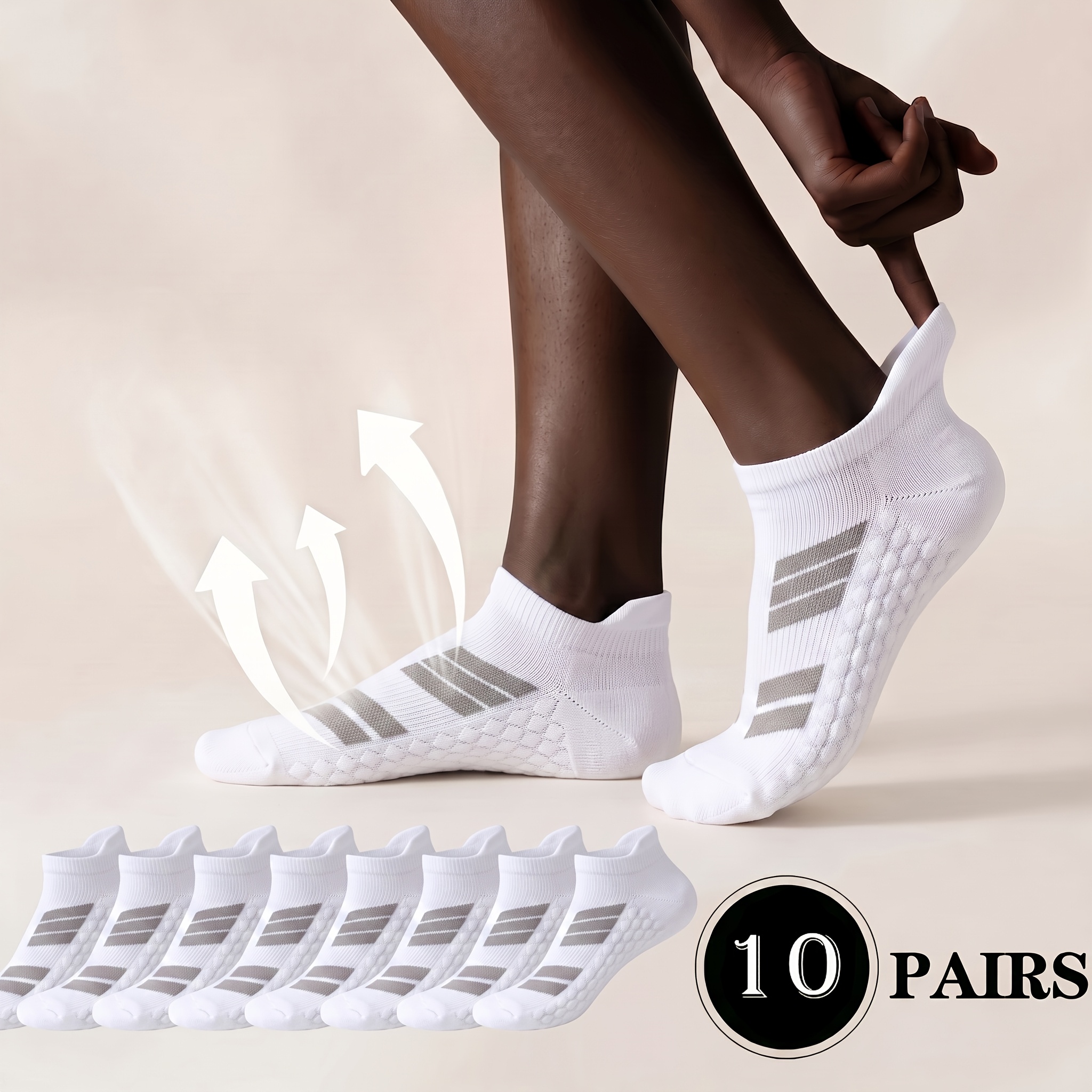 TEMU 10-pair Unisex Sports Socks, Socks, Ankle Socks, Socks, Low-cut Crew Socks, Ankle Socks, Moisture-wicking, Soft And Breathable, Suitable For