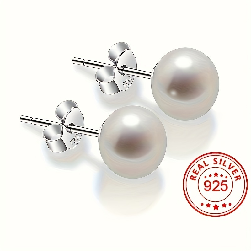 

Pretty Freshwater Pearl Design Stud Earrings 925 Sterling Silver Hypoallergenic Jewelry Vintage Leisure Style Trendy Gift