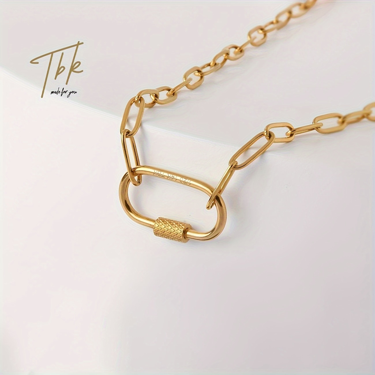 popular   18k gold plated paperclip chain necklace adjustable hypoallergenic titanium steel perfect gift for christmas mothers day valentines day birthdays   packaging box shining friendship gift     details 2