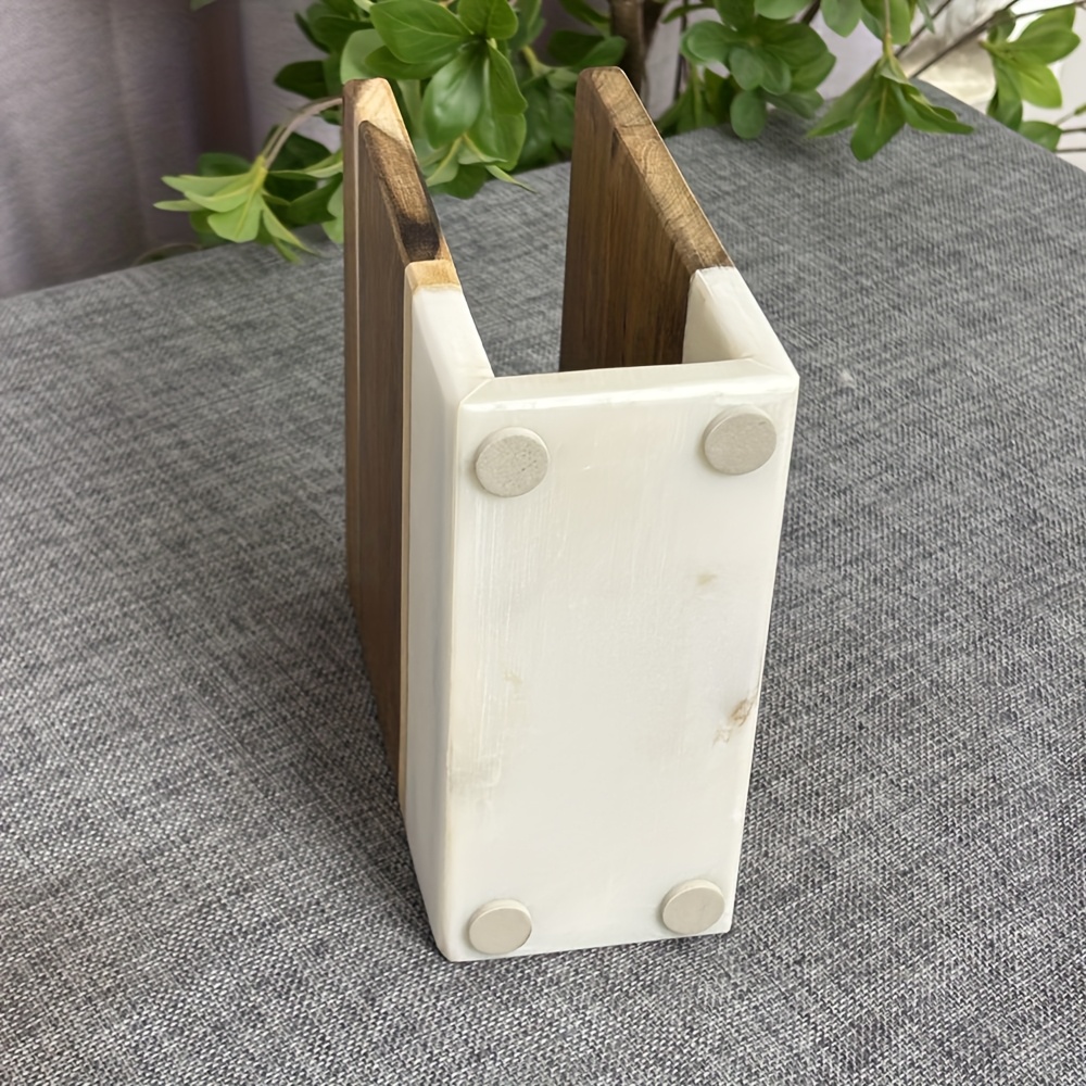 modern minimalist marble wood napkin holder elegant white Temu