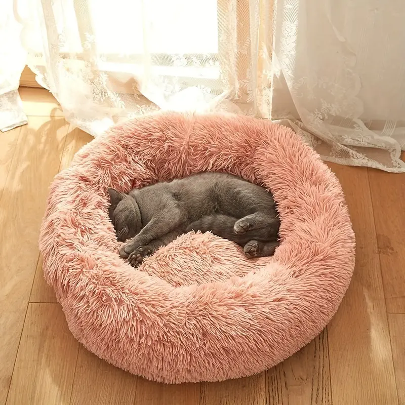 1pc winter warm bed fleece round pet mattress with plush polyester fill washable cozy bed for small medium pets soothing for durable easy pet beds for cats cat warming bed dog crate bed mat cat bed soft cushion large cat bed Product details 0