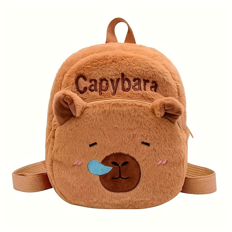 TEMU Capybara River Otter Plush Backpack - A Daily Commuting Essential! Soft Textured   Practical Storage Cartoon Capybara Lightweight Mini Backpack,