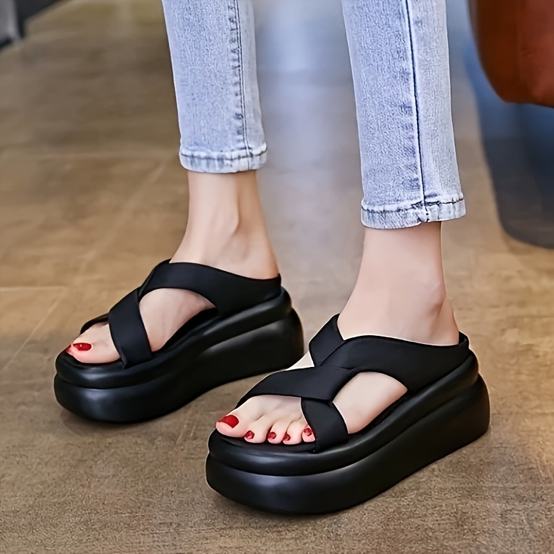 

Women's Trendy Platform Sandals, Fashion Open Toe Summer Shoes, Comfortable Slip On Sandals