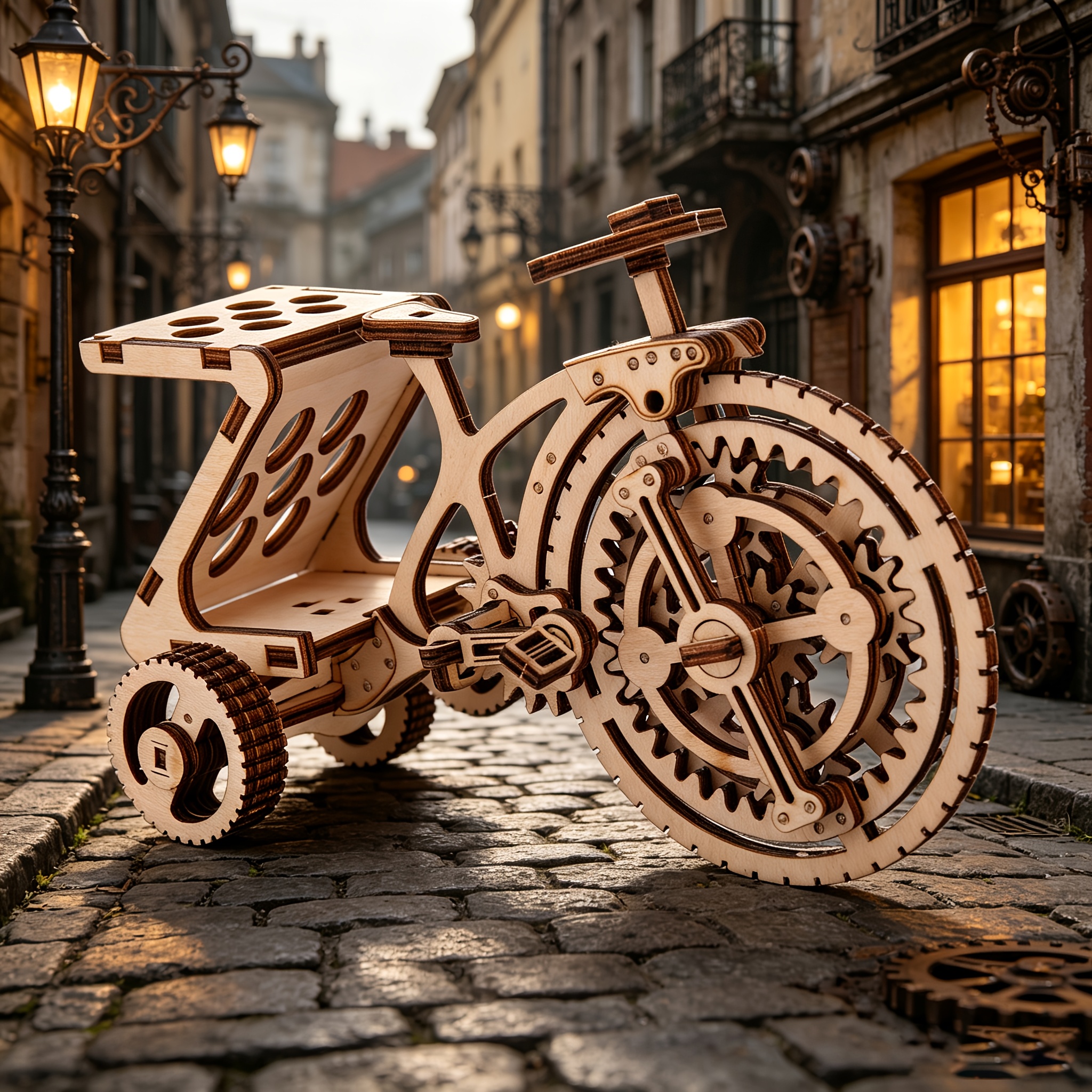 3D Wooden Puzzle Steampunk Mechanical Tricycle Model