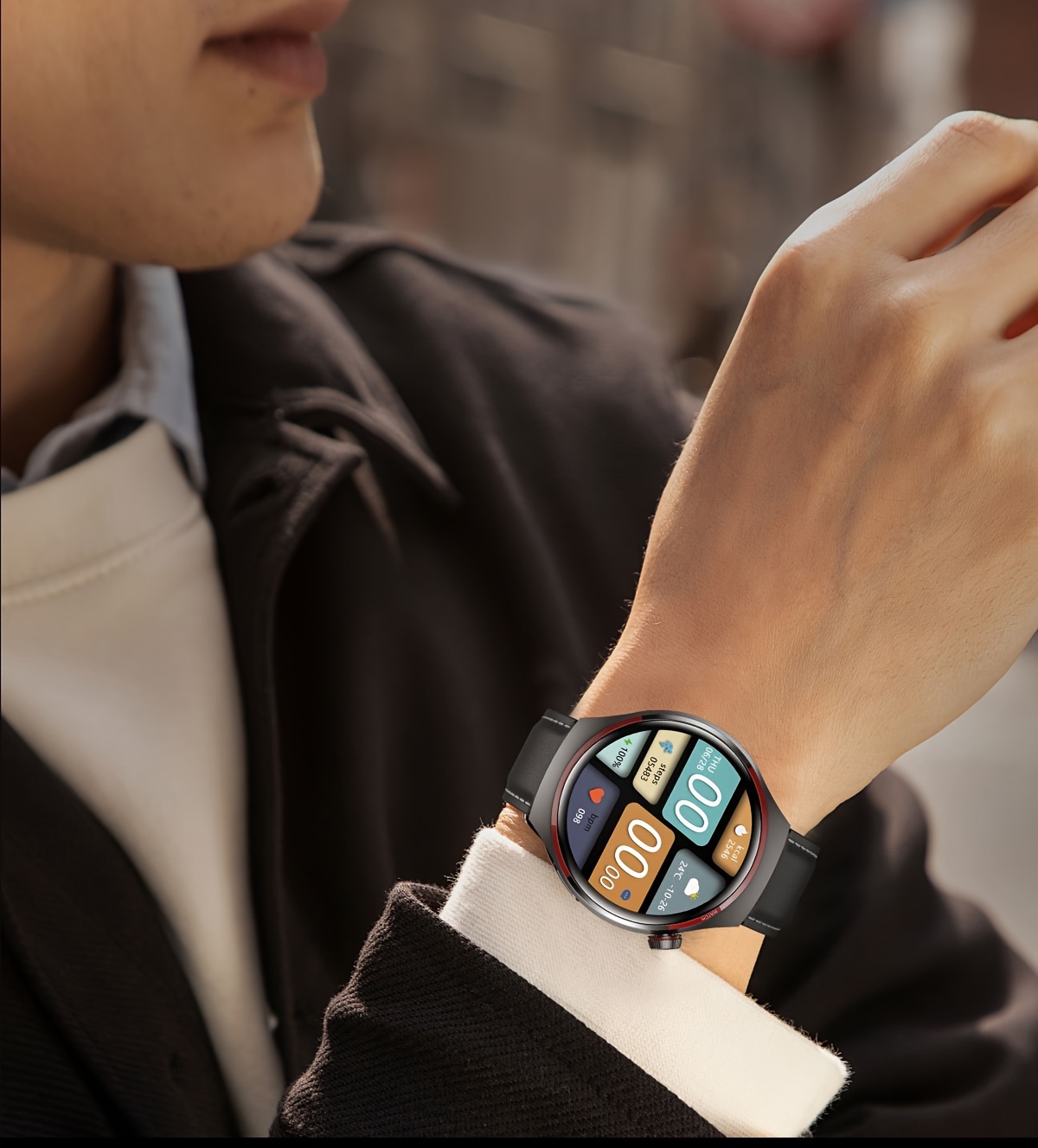 Montre connectée GPS pour homme 4 Pro Écran HD coloré de 1,53 pouces, cadran personnalisé, boussole, suivi de la condition physique, connectivité téléphonique sans fil, style moderne_voghion.com