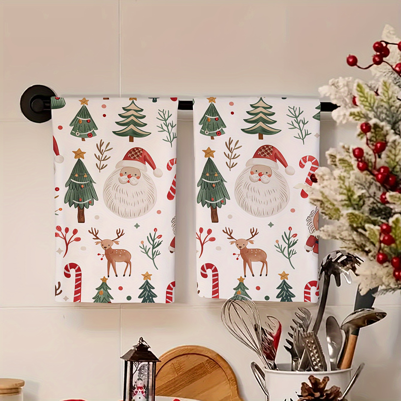 

Festive Christmas Santa Dishcloths: Soft, Absorbent, Quick-dry Kitchen Towels - Home Kitchens And Bathrooms