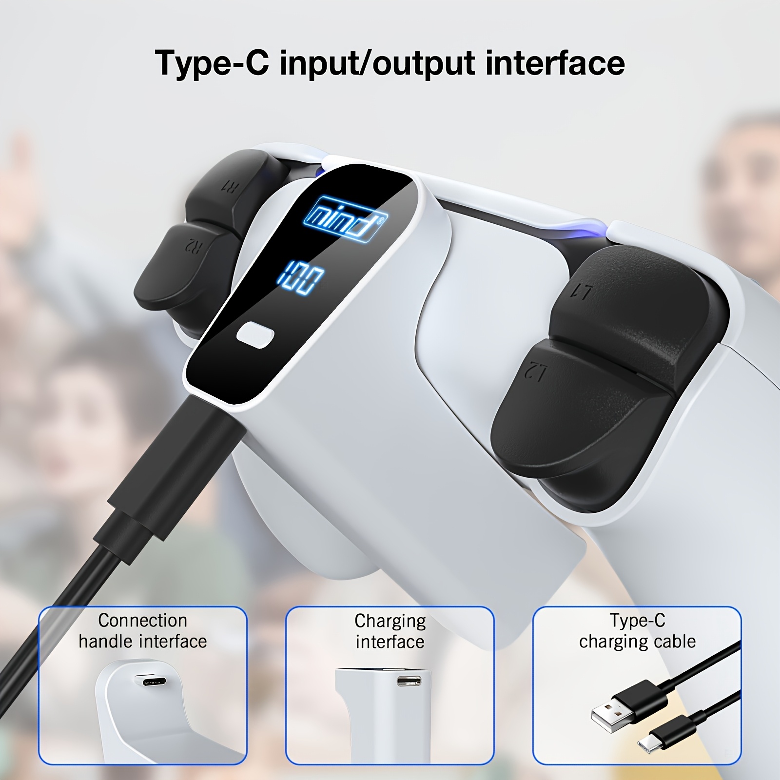 1 built in high capacity 2000mah battery for ps5 controller percentage power display small size does not     to play games add   of gaming time   game gift Product details 0