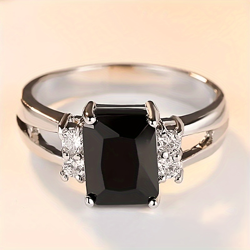 

Elegant Promise Ring With Sparkling Square Cubic Zirconia - Engagement & Wedding, Luxurious Bridal Jewelry