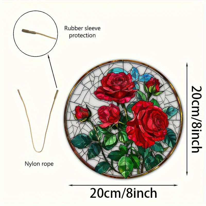 Classic Red Rose Stained Glass Style Acrylic Decorative Sign - Temu
