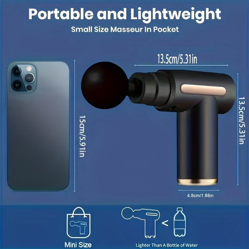 Portable Fascia Gun for Neck, Back, And Body Massage - a Compact Fitness Massager, Perfect As a Christmas Or Valentine'S Gift. High-Torque Portable Deep Tissue Massage Gun - Professional Massager with 6 Speed Settings And 4 Types of Massage Heads