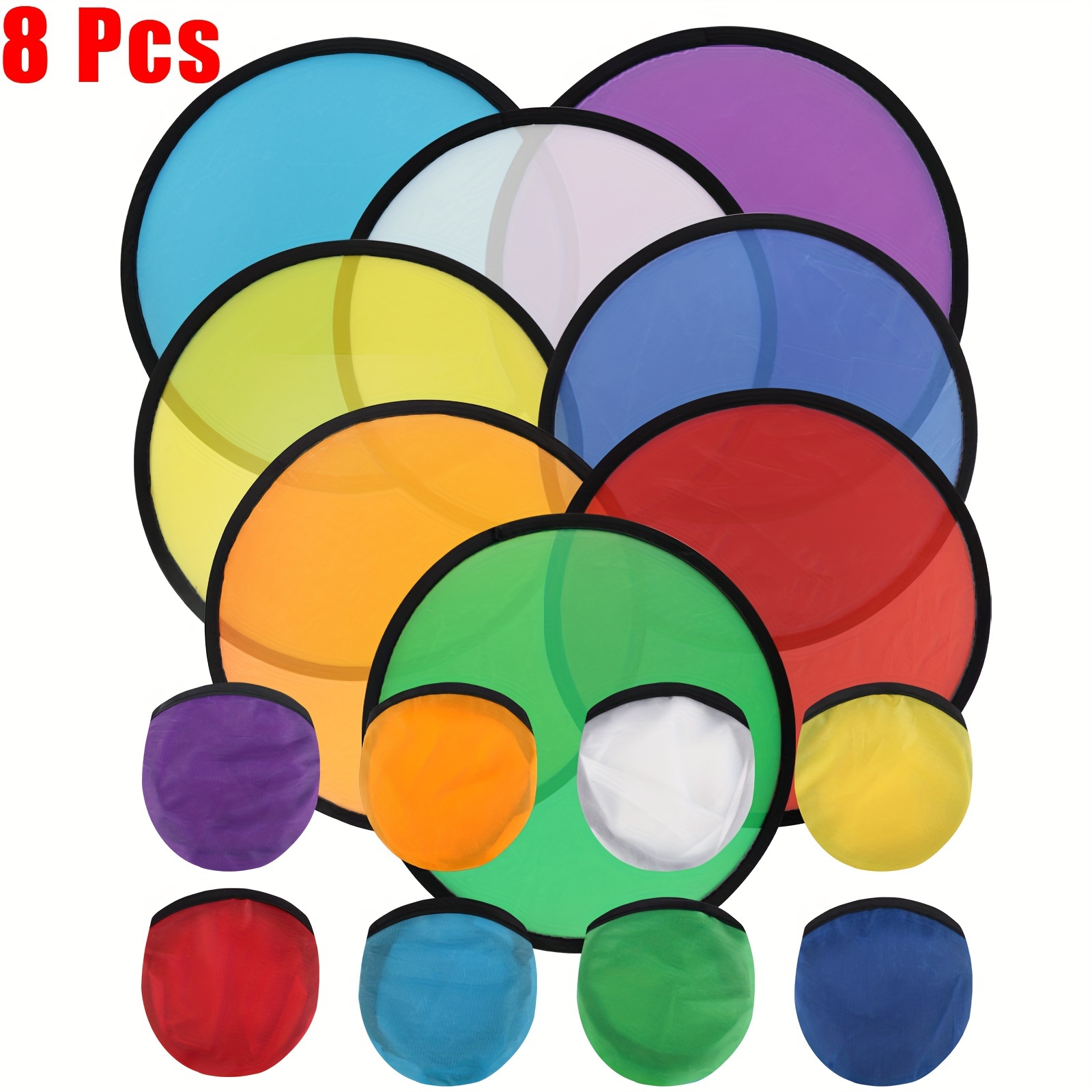 

8pcs Colorful Foldable Fan & Flying Disc Set - Portable, Lightweight Party Favors For Beach, Summer Parties, , Christmas & New Year's Gifts Beach Party Decorations Supplies