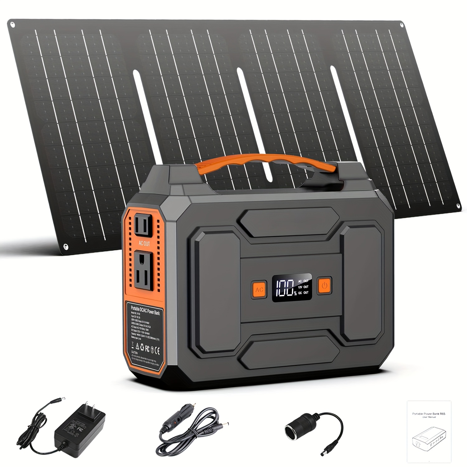 TEMU 100w/300w Portable Power Station With Ac Outlet Power Bank External Lithium Battery Pack Home Battery Backup Power With Led Light Usb Qc3.0 For