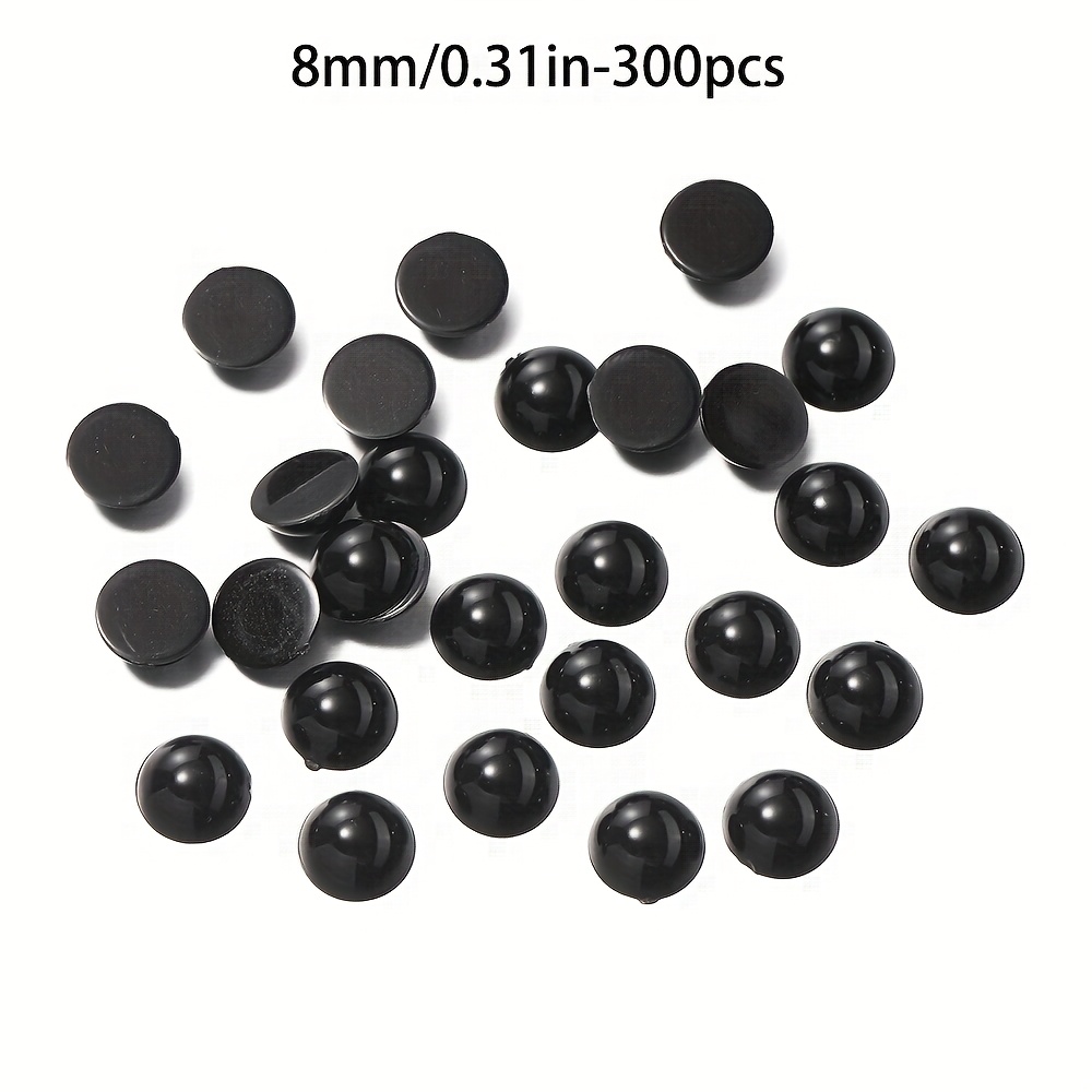 TEMU 300/500/1000 piezas de perlas artificiales acrílicas, media cuenta sin agujero, 3/4/5/6/7/8 mm, cuentas sueltas espaciadoras negras para la
