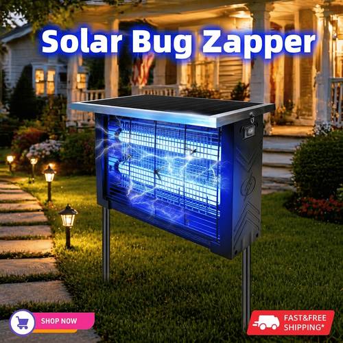solar bug zapper outdoor wireless portable camping mosquito zapper with panel sensor fly traps with usb charging cable fly zapper mosquito killer electric trap ideal for home backyard porch garden