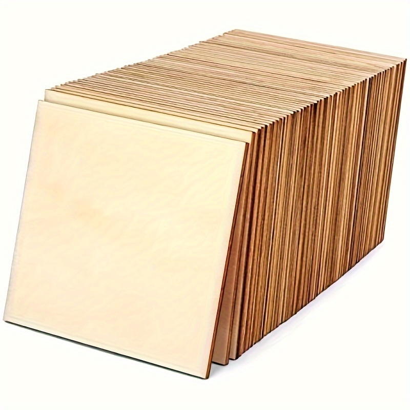 

60pcs 4x4 Inch Unfinished Wooden Squares For Crafts - Diy Tiles & Supplies, Handicrafts