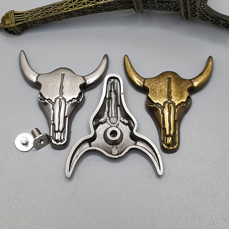 

6pcs Vintage Bull Decorative Buckle For Purse And Luggage, Aluminum Alloy Fabric Connector For Leather Crafting And Belt Accessories