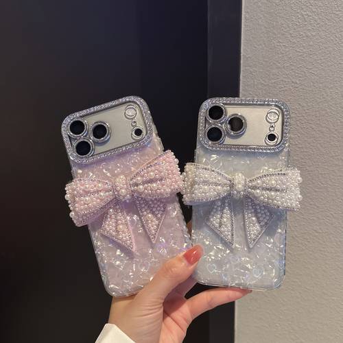 phone case fine hole heart shaped shell pattern bow phone case suitable for iphone pro 17 pro 16 pro max plus 15 pro 15 pro max 14 14 plus 14 pro 14 pro max 13 13 pro 13 pro max 12 11