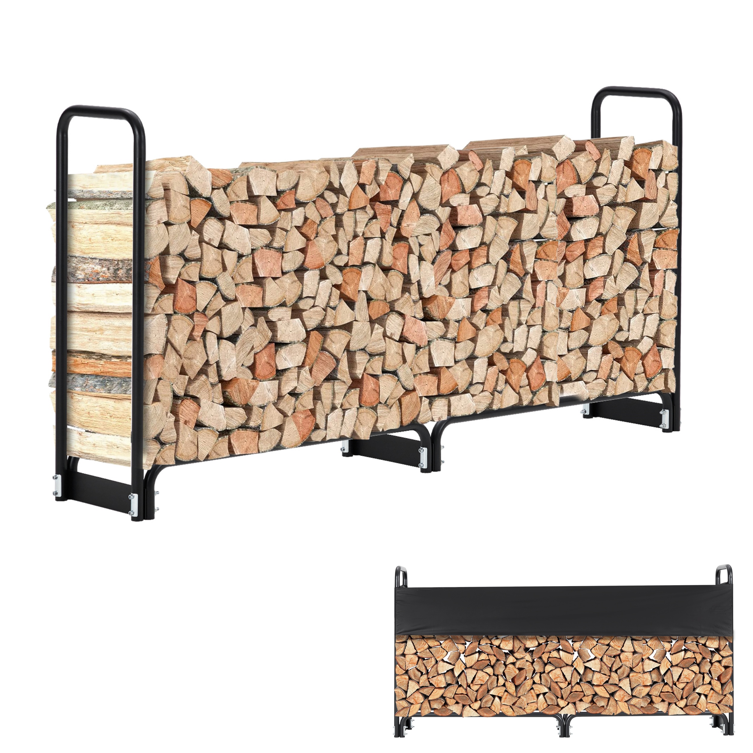 

Firewood Rack Stand Heavy Duty Logs Carrier Holder For Outdoor Indoor Fireplace With Waterproof Cover