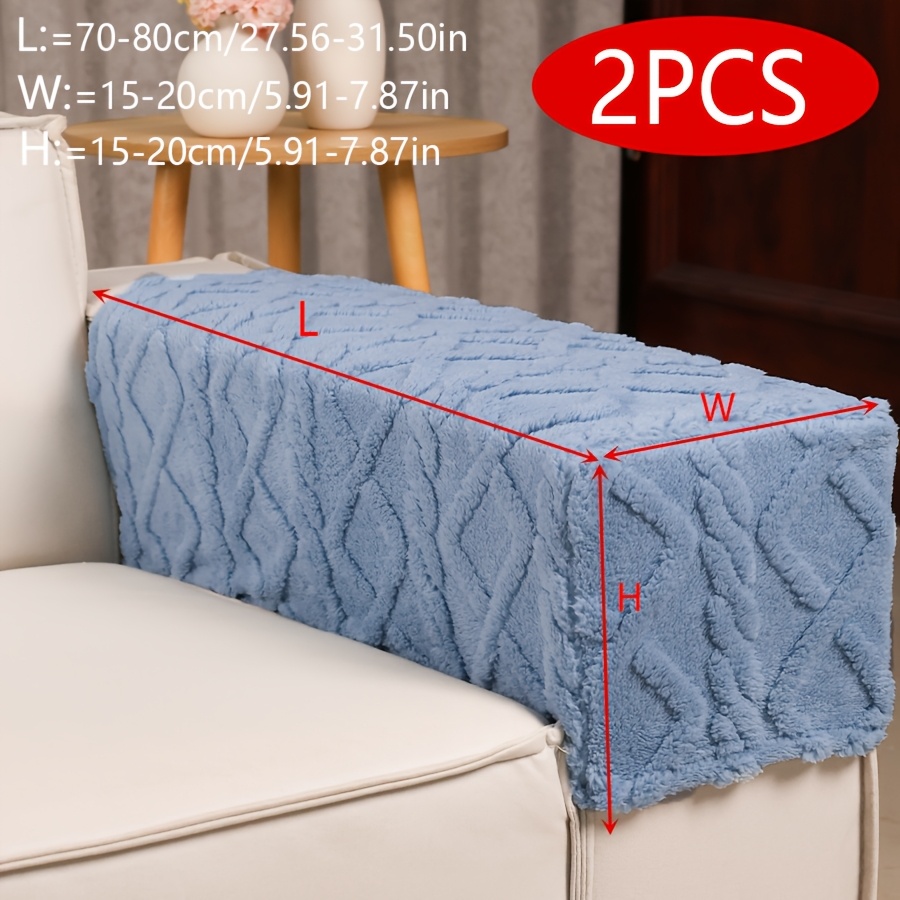 TEMU 2pcs Plush Velvet Quilted Sofa Armrests, Layered Thickened Sofa Covers, Warm For Autumn And Winter, Machine Washable, Anti-slip And Dust-proof,