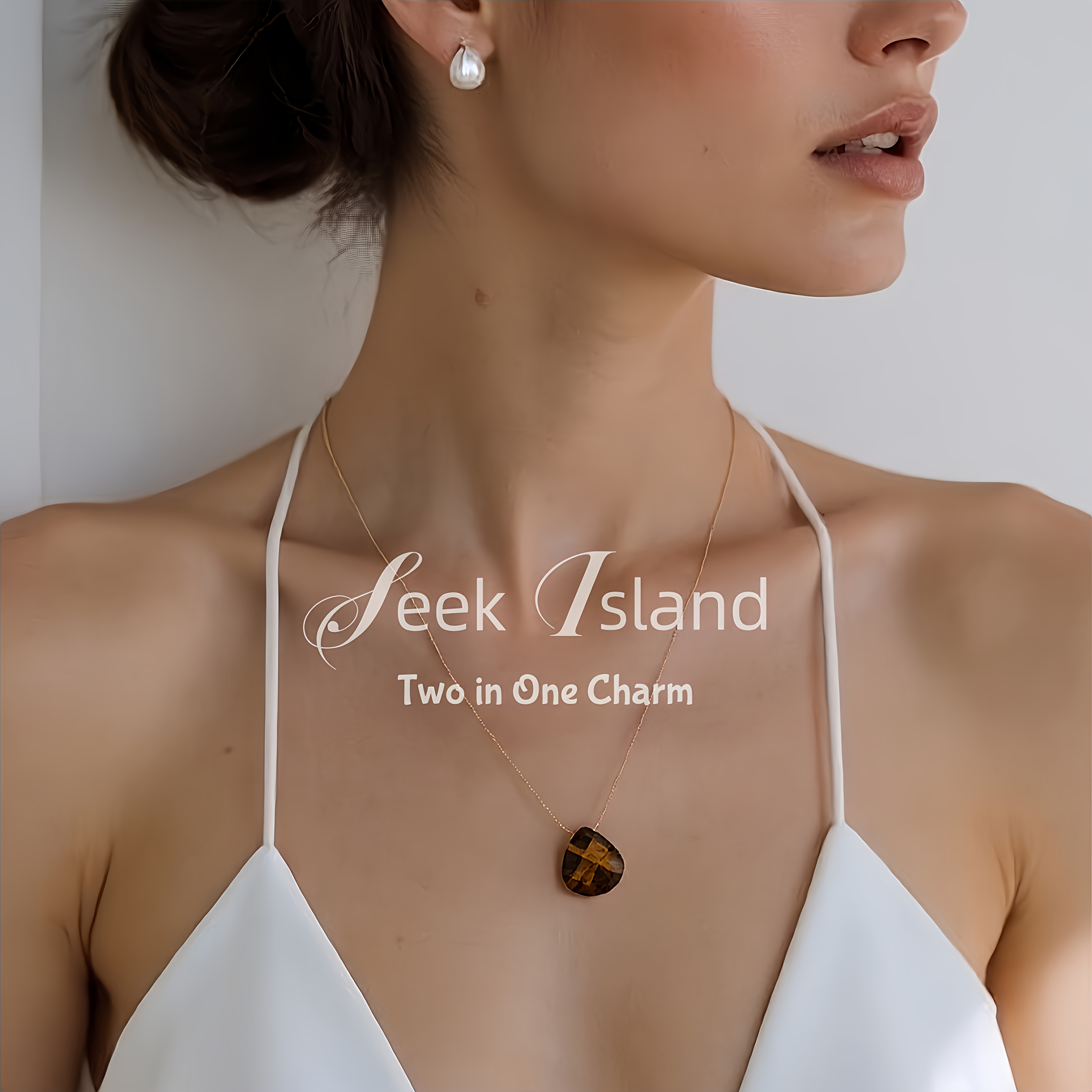 Adjustable Tiger's Eye Necklace with Diamond Cut Drop Pendant