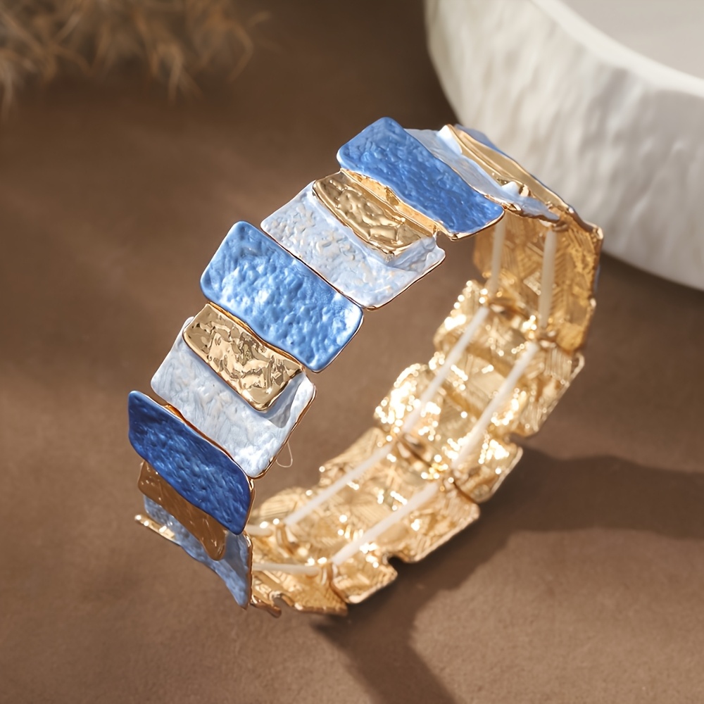 E-shop Modisches Bohemian Easy Geometrisches Elastisches Verstellbares Armband für Frauen Frühling Sommer Neuer Trendiger Zinklegierung Dünne