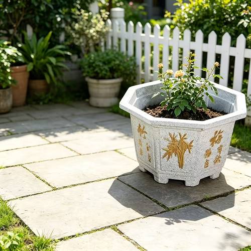 Ultra-Large Diameter 27.6/23.6/19.7 Inches 70/60/50Cm Heavy-Duty Planting Tools And Planters, Octagonal Design, Match with Stones, Trees, with High-Strength Designed Crack-Resistant Resin Pots with Drainage Holes