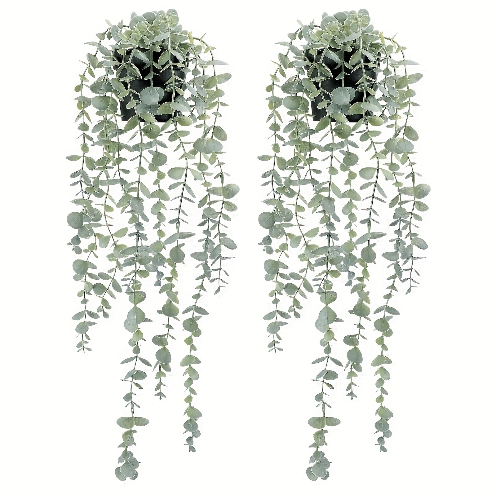 

Potted Plants Artificial Decor, 2pcs 24in Artificial Hanging Eucalyptus Plants For Shelf, Fake Potted Plant Faux Drooping Plant For Wall Room Home Patio Indoor Outdoor Décor