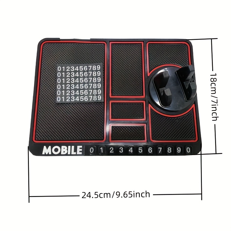 car slot mobile phone rotating stand with anti skid pad and phone number sticker to contact can be used to place accessories details 3