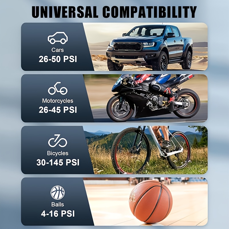 portable car inflator pump with led light usb rechargeable 18650 lithium battery air compressor for cars motorcycles and bicycle tires bike tire inflator accessory Product details 5