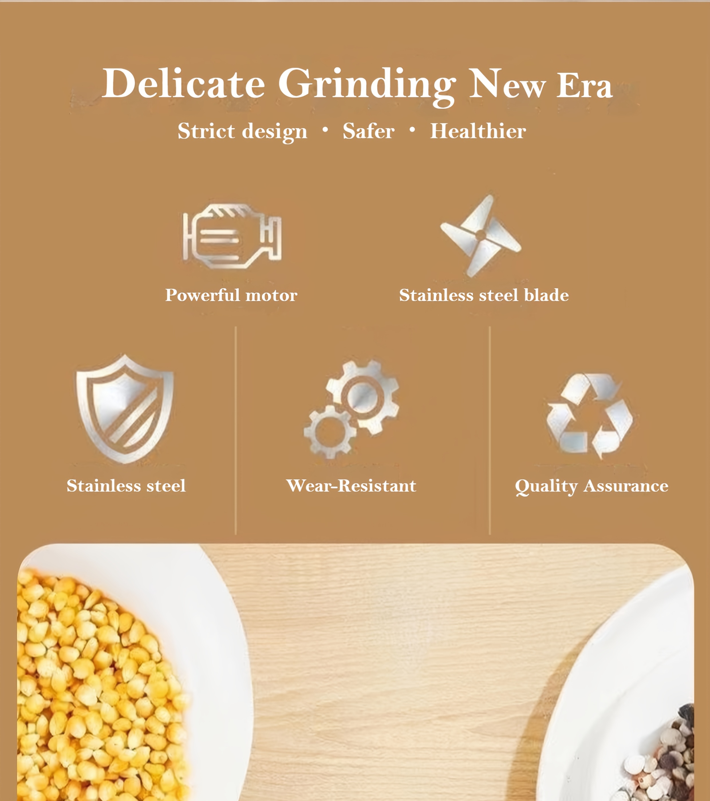 A Multifunctional Electric Grinder, Suitable for Grinding Grains And Spices, Equipped with a US Plug, Ideal for Home Kitchen Use (Not for Wet Grinding)