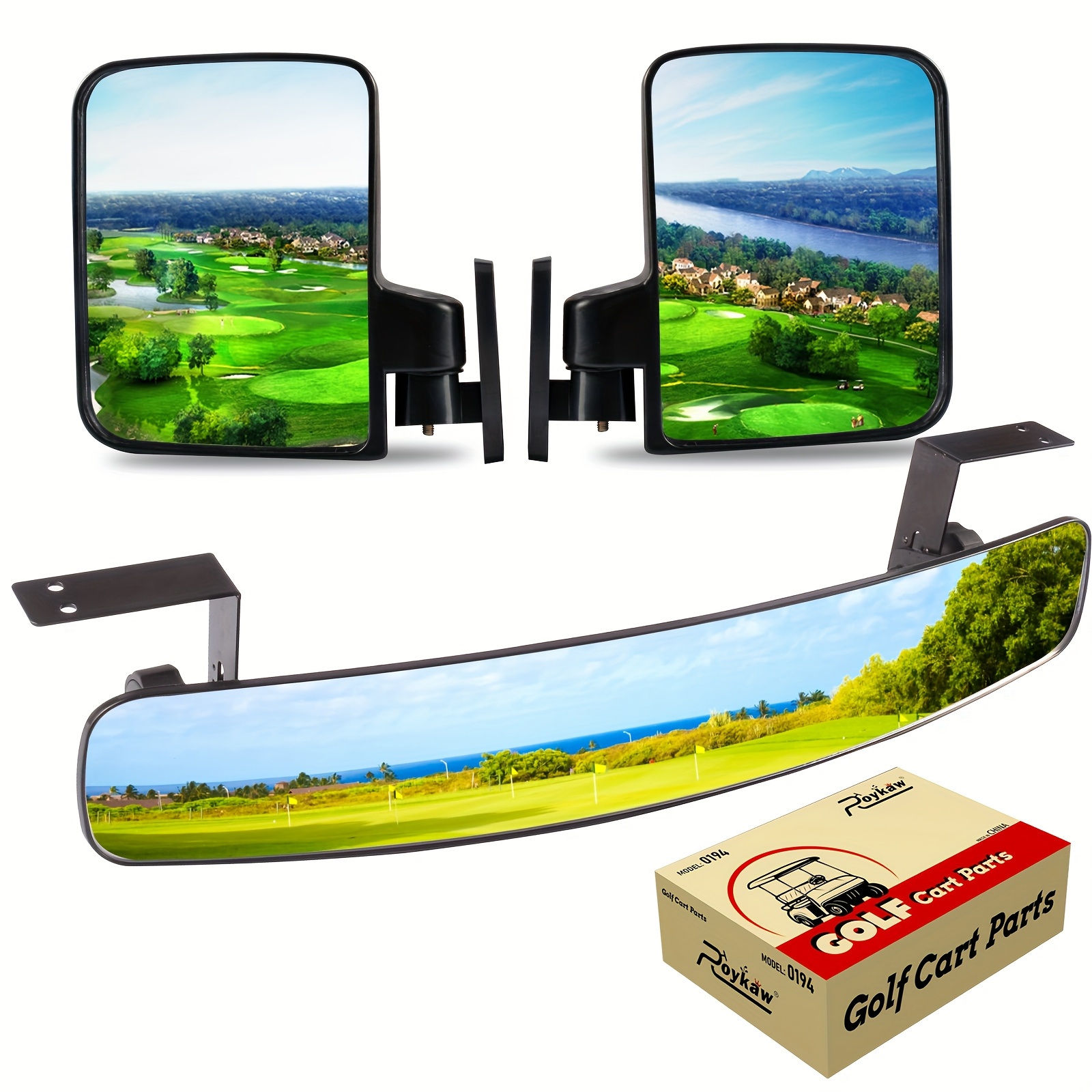 TEMU Roykaw Golf Cart Mirrors Rear View Folding Side Mirrors Compatible With