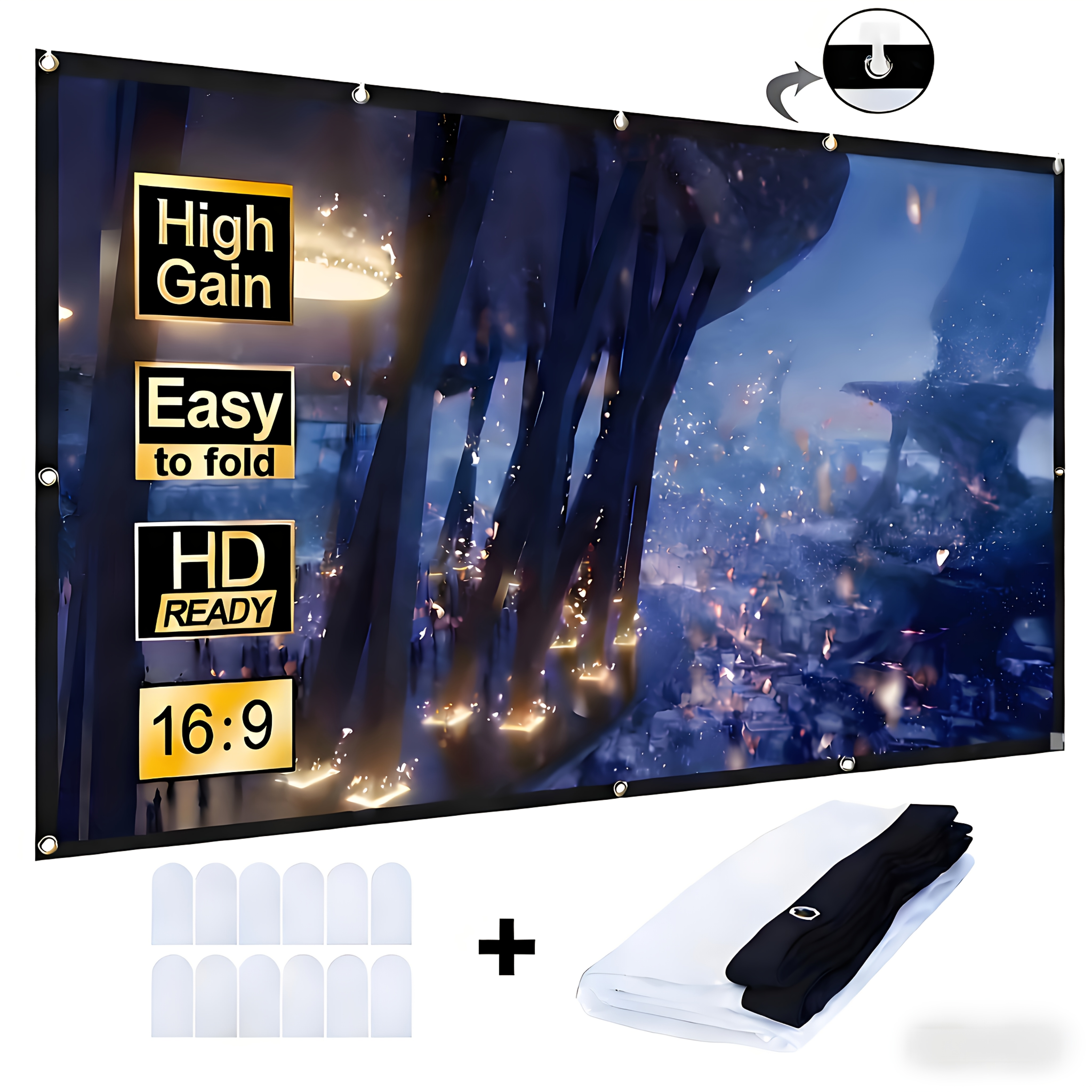Wall Mount Projector Screen Wrinkle-free - High Definition Projection Screen For Home Theater Gaming Office