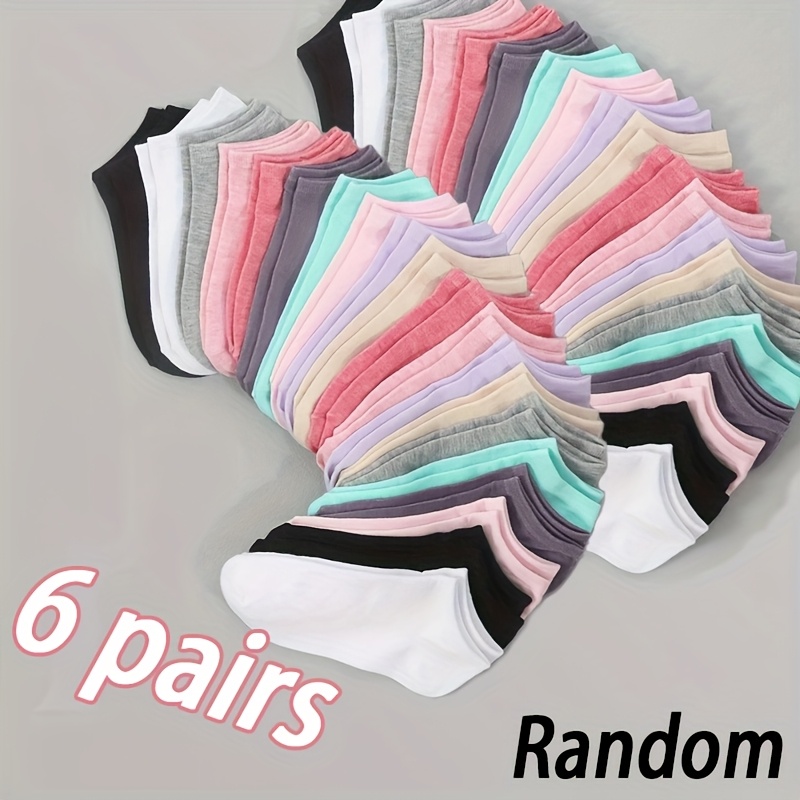TEMU 6/12 Pairs Random Women's Mixed Color No-show Socks - Low-cut , Candy Color Palette, Super Versatile, Breathable And Comfortable, Ideal For