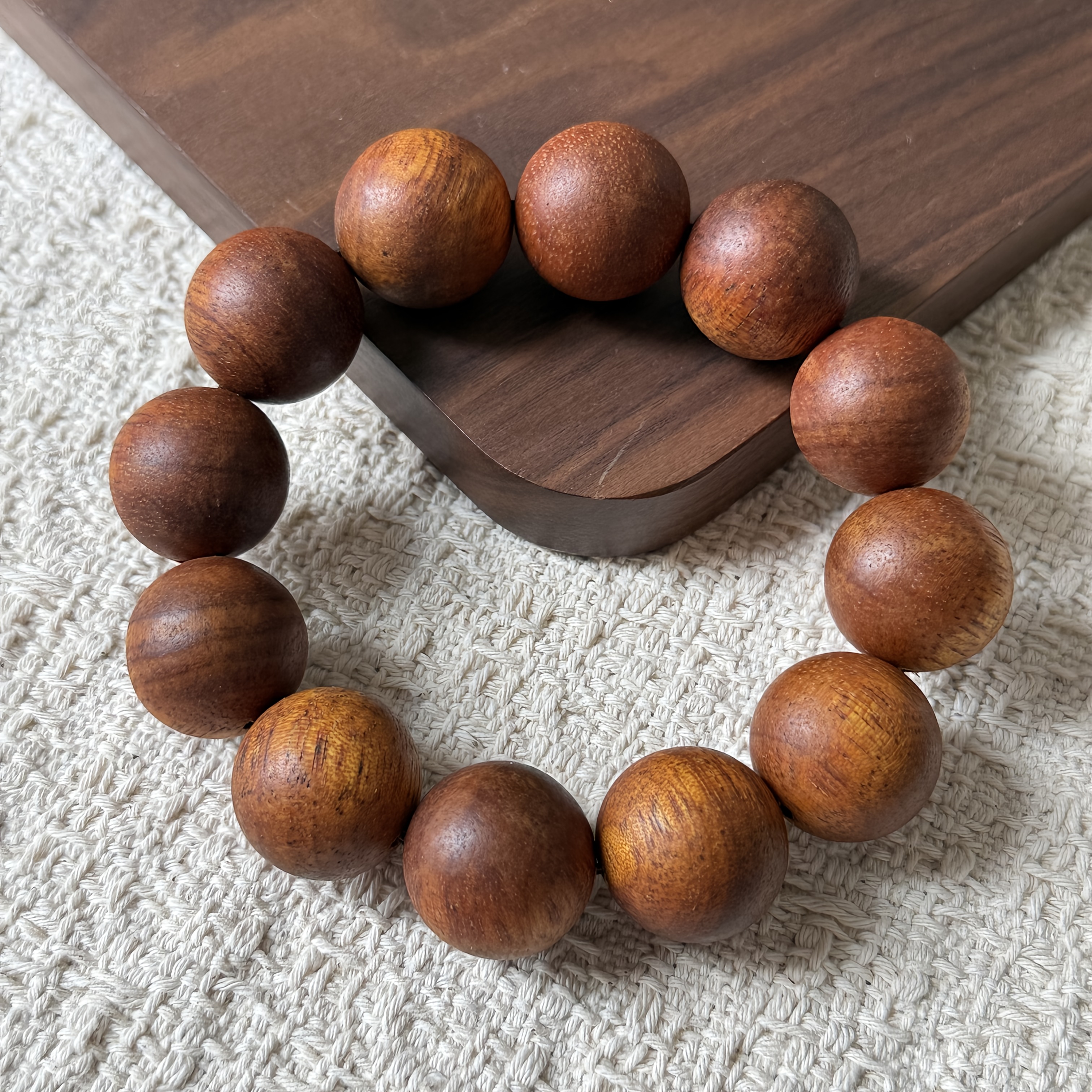 TEMU Natural Round Bead Bracelet With Beads, Unisex Wooden Meditation Mala, Popular Festival Gift For Men Women